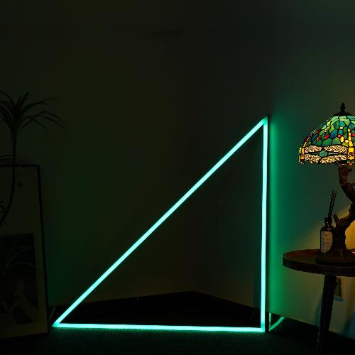 Triangle Floor Lamp - Modern LED with 8 Colors, Music Sync, and Dynamic Light Modes