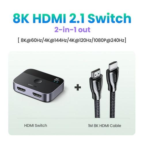 8K HDMI Switch & Splitter, Female-Female HDMI Cable with 4K Support, CE/FCC/RoHS Certified