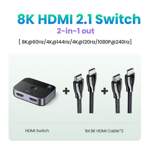 8K HDMI Switch & Splitter, Female-Female HDMI Cable with 4K Support, CE/FCC/RoHS Certified