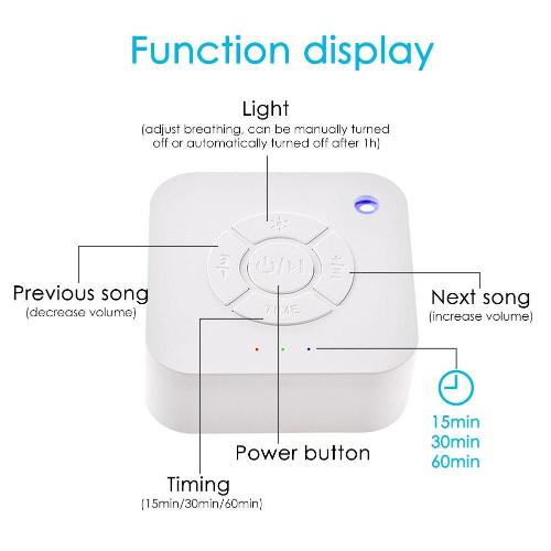 USB Rechargeable Sleep Sound Machine - Portable Sleeping Monitor with 36-Hour Battery Life and Timed Shutdown