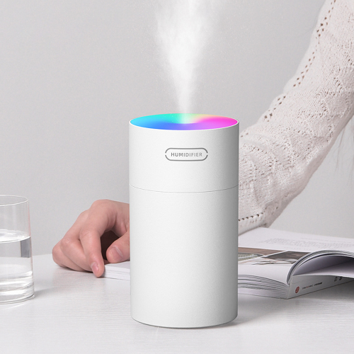 Compact Ultrasonic Humidifier with Colorful Atmosphere Lights – Dual Spray Modes, Low Noise, and Car-Friendly