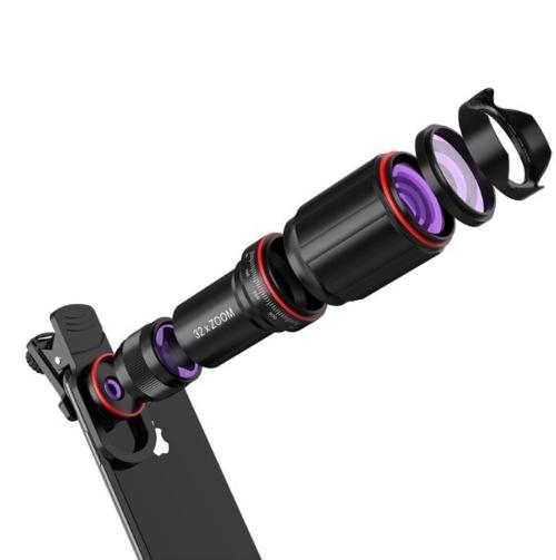 Ultra HD 32x Zoom Mobile Phone Telescope Camera Lens – Includes Mini Tripod, Mount Ring, Universal Clip, and Accessories