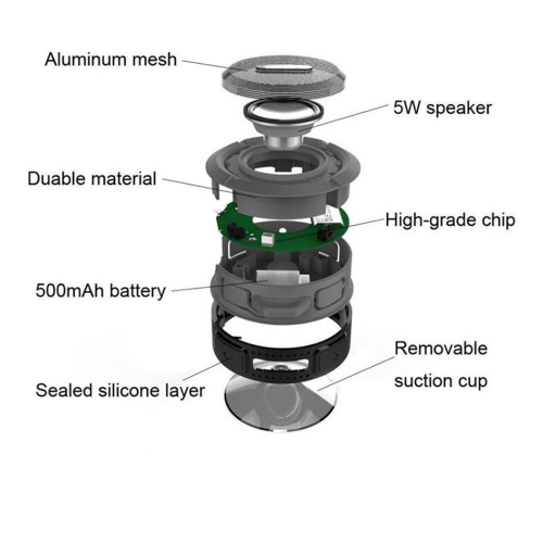 Waterproof 5W Mini Bluetooth Speaker with Aluminum Hook and TF/FM Support – Compact and Durable