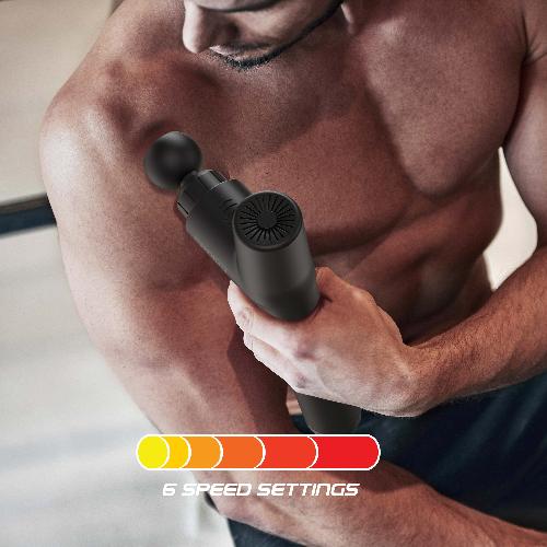 Portable Massage Gun with 4 Attachments & 6 Speed Settings for Muscle Recovery and Pain Relief