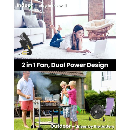 12" Rechargeable Outdoor High Velocity Fan with detachable power bank