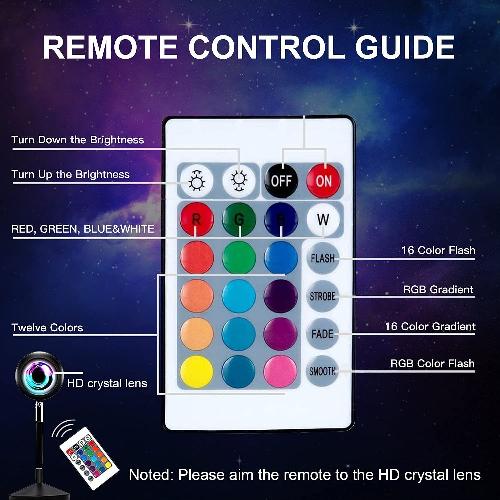 RGB Sunset Lamp with Remote Control - 16 Colors and 4 Dynamic Modes