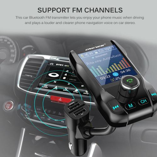 Bluetooth 3.0 FM Transmitter for Car - Wireless Audio Adapter with Hands-Free Calling & USB Charging