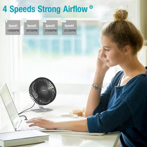 SuperWind 4-Speed USB Fan with Ultra-Quiet Operation – Adjustable, Portable Desk Fan for Home and Office