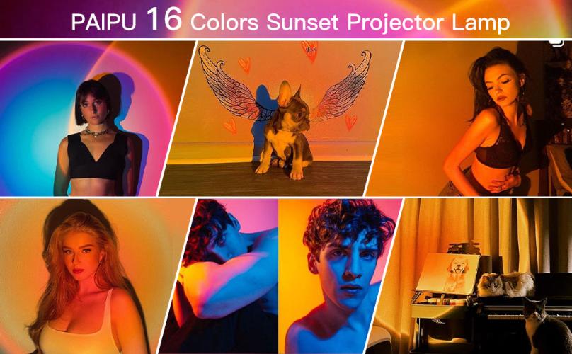 RGB Sunset Lamp with Remote Control - 16 Colors and 4 Dynamic Modes