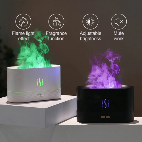 Colorful Flame USB Aroma Diffuser – Multi-Function Air Humidifier with LED Lights