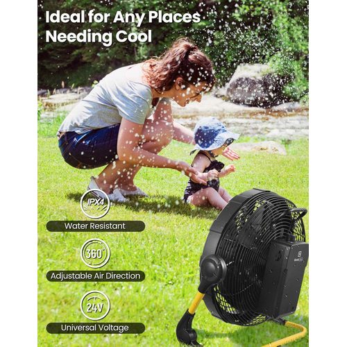 12" Rechargeable Outdoor High Velocity Fan with detachable power bank