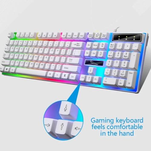 White Wired Gaming Keyboard and Mouse Set - White