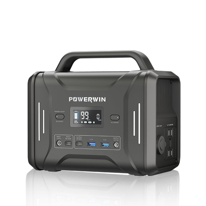 POWERWIN Portable Power Station 320 Watt-Hours – 600W Peak Power with Dual AC Outlets, LiFePO4 Battery, and 100W PD Fast Charging for Camping, Emergencies, and Home Use