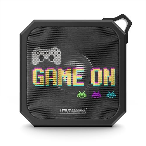 Game On Pixel Waterproof Bluetooth Speaker – Compact Retro Pixel Art Speaker with IPX6 Water Resistance and Built-in Microphone