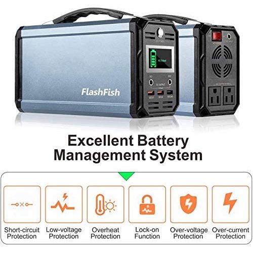 FlashFish 300W Solar Generator with 60000mAh Lithium Battery – Portable Power Station for Outdoor Adventures and Emergency Backup