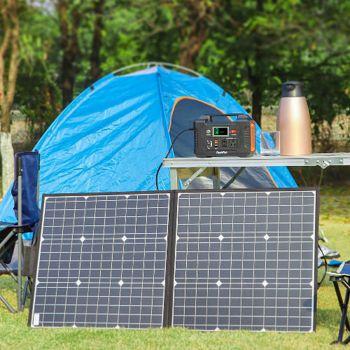 200W Portable Power Station with 50W 18V Solar Panel, Outdoor Generator for Camping and Emergency Backup