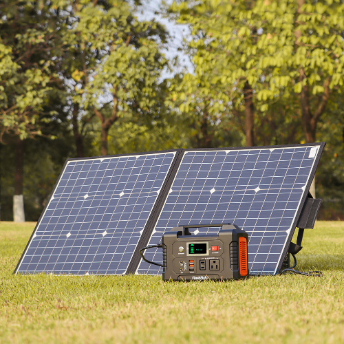 200W Portable Power Station with 50W 18V Solar Panel, Outdoor Generator for Camping and Emergency Backup