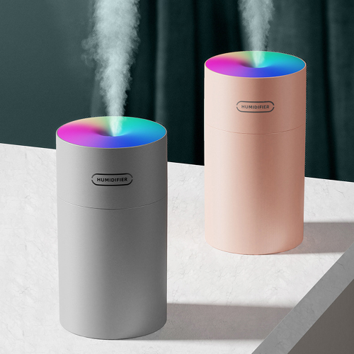 Compact Ultrasonic Humidifier with Colorful Atmosphere Lights – Dual Spray Modes, Low Noise, and Car-Friendly