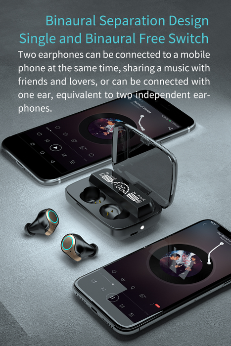 Surround Sound Wireless Earbuds with LED Display and Flashlight