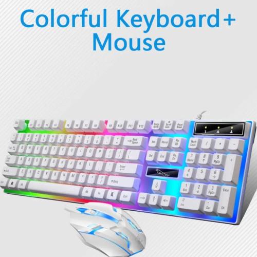 White Wired Gaming Keyboard and Mouse Set - White