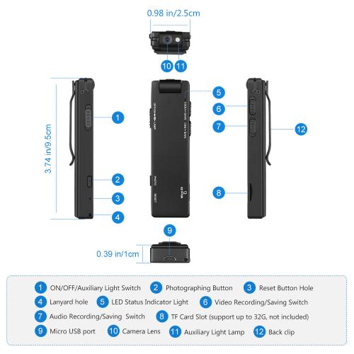 Professional-grade 1080P body camera equipped with night vision, designed for law enforcement and security professionals