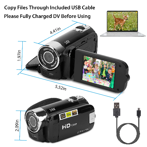 Full HD 1080P Digital Video Camcorder with 2.7-Inch Screen and 16X Zoom