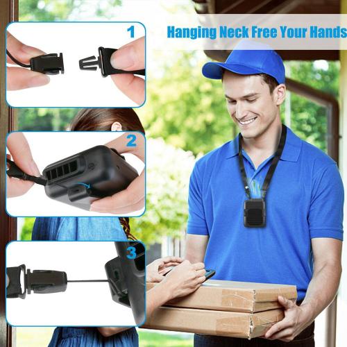 Portable Compact Cooling Fan with Hands-Free Neck Strap and Waist Clip