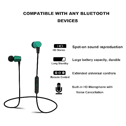 Sweat-Proof Bluetooth 4.2 Sport Earphones with Hands-Free Calls and Long Battery Life