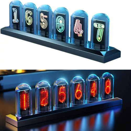 Smart Retro LED Nixie Tube Clock - Cyberpunk Design with APP Control