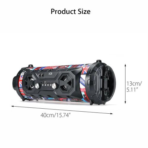 Portable Bluetooth Boombox Speaker with FM Radio, TF Card Slot, and 20W Output