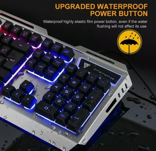 Metallic Silver Mechanical Gaming Keyboard and Mouse Set