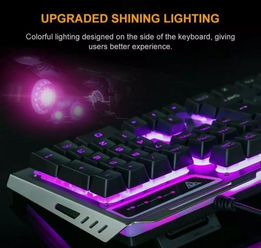 Metallic Silver Mechanical Gaming Keyboard and Mouse Set