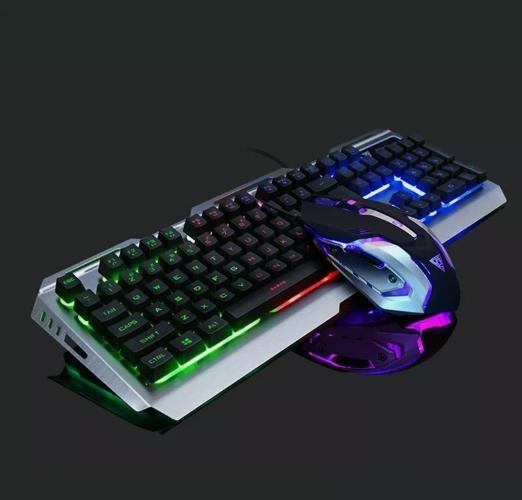 Metallic Silver Mechanical Gaming Keyboard and Mouse Set