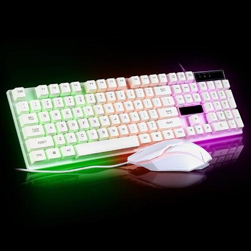 White Wired Gaming Keyboard and Mouse Set - White