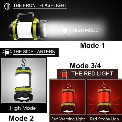 Handheld Multifunction LED Waterproof Camping Lantern with Rechargeable Battery