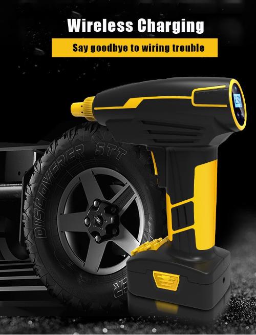 Portable Tire Inflator Air Pump with Digital Pressure Gauge, LED Light, and USB Power Bank