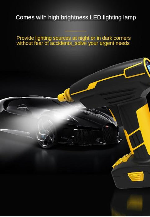 Portable Tire Inflator Air Pump with Digital Pressure Gauge, LED Light, and USB Power Bank