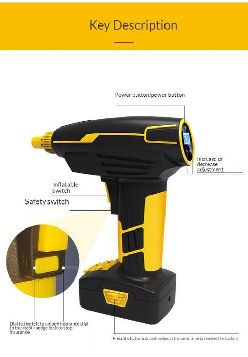 Portable Tire Inflator Air Pump with Digital Pressure Gauge, LED Light, and USB Power Bank