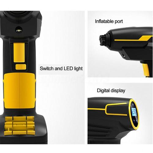 Portable Tire Inflator Air Pump with Digital Pressure Gauge, LED Light, and USB Power Bank