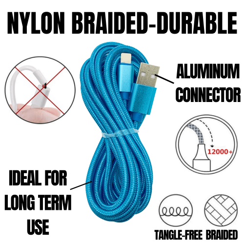 PBG 2-Pack Nylon Woven Zebra Cable - XL 10FT iPhone and iPad Charger